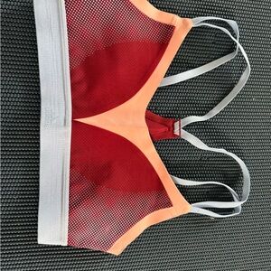 adidas Colorblock Red and Peach Low-Impact Sports Bra